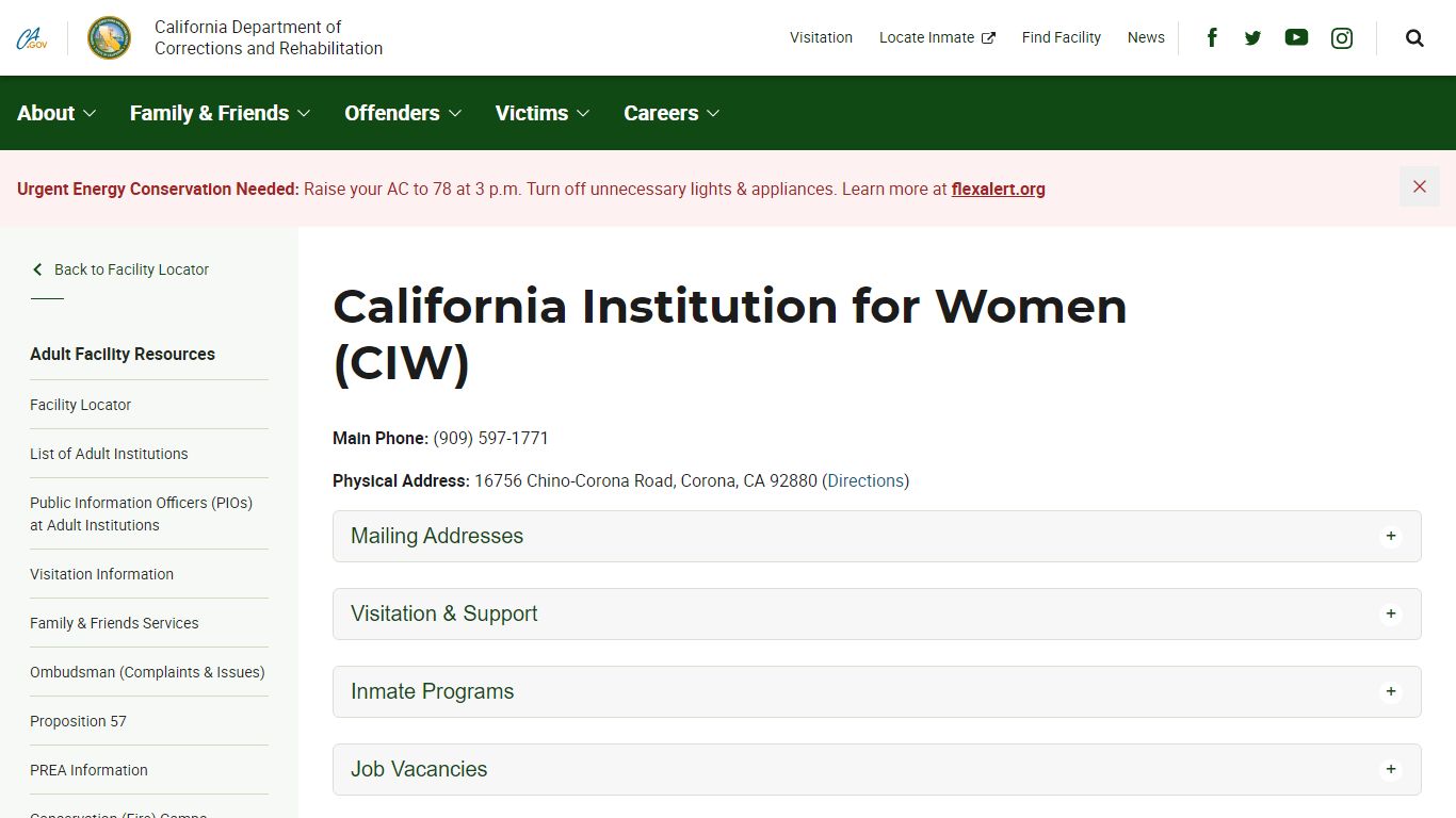 California Institution for Women (CIW) - California Department of ...